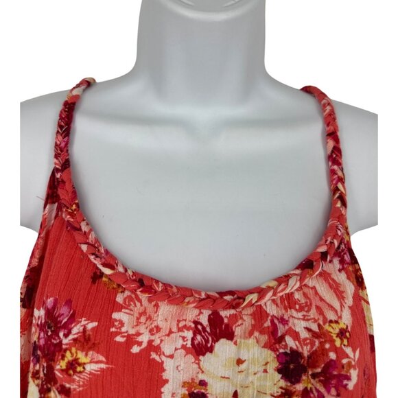 Torrid Floral Print Coral Sleeveless Top With Braided Straps Size 1X - Picture 2 of 6